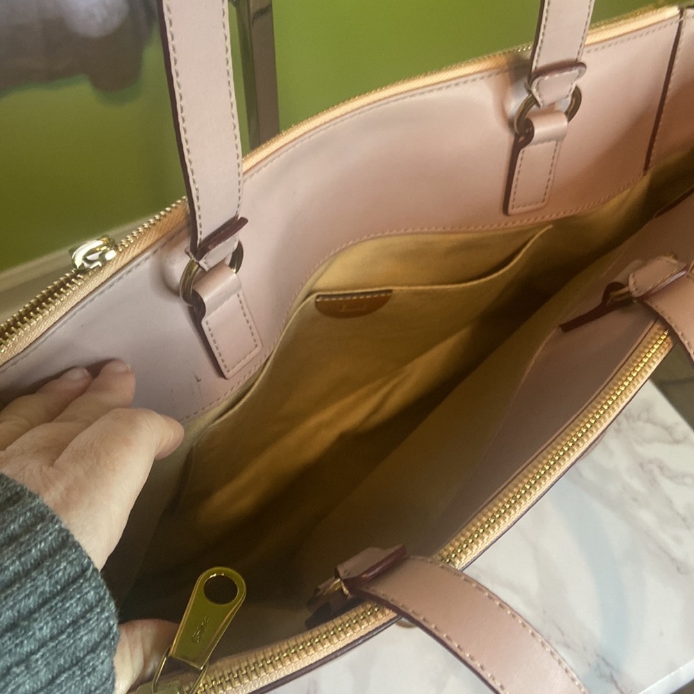 🇫🇷✨CHLOE✨Double Zip Laptop/Tote Rosewater Pink Leather with COA and Chloe dusty🌸 - Picture 4 of 15